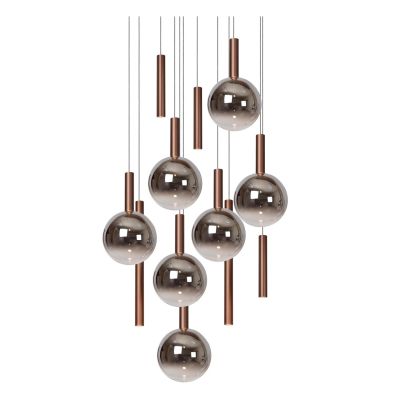 Lucide JASMINE - Pendant light - Ø 75 cm - LED Dim. - CCT - 12x4,5W 2200K/3300K - Suitable for double-height spaces and high ceiling - Copper - Premium